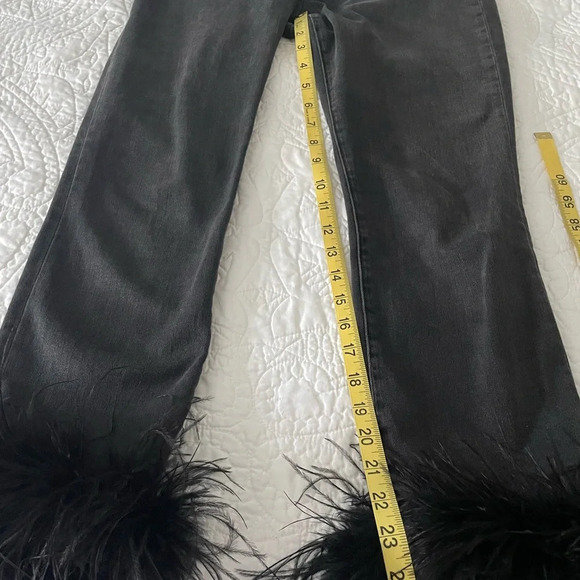 VERONICA BEARD Kareena  Ostrich Feather- Trimmed Skinny Jeans Charcoal Size 28/6 - Picture 13 of 13